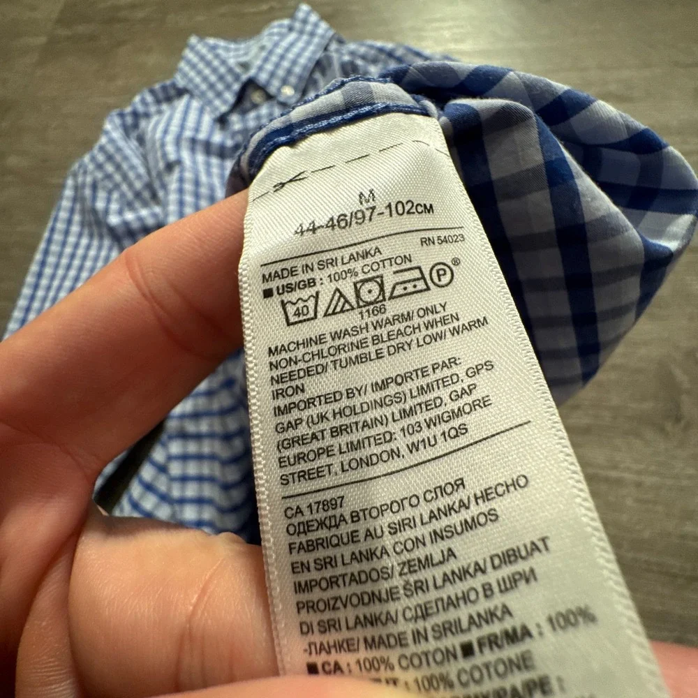 Banana Republic Shirt Mens Medium Blue Plaid Luxe Stretch Poplin Preppy Casual